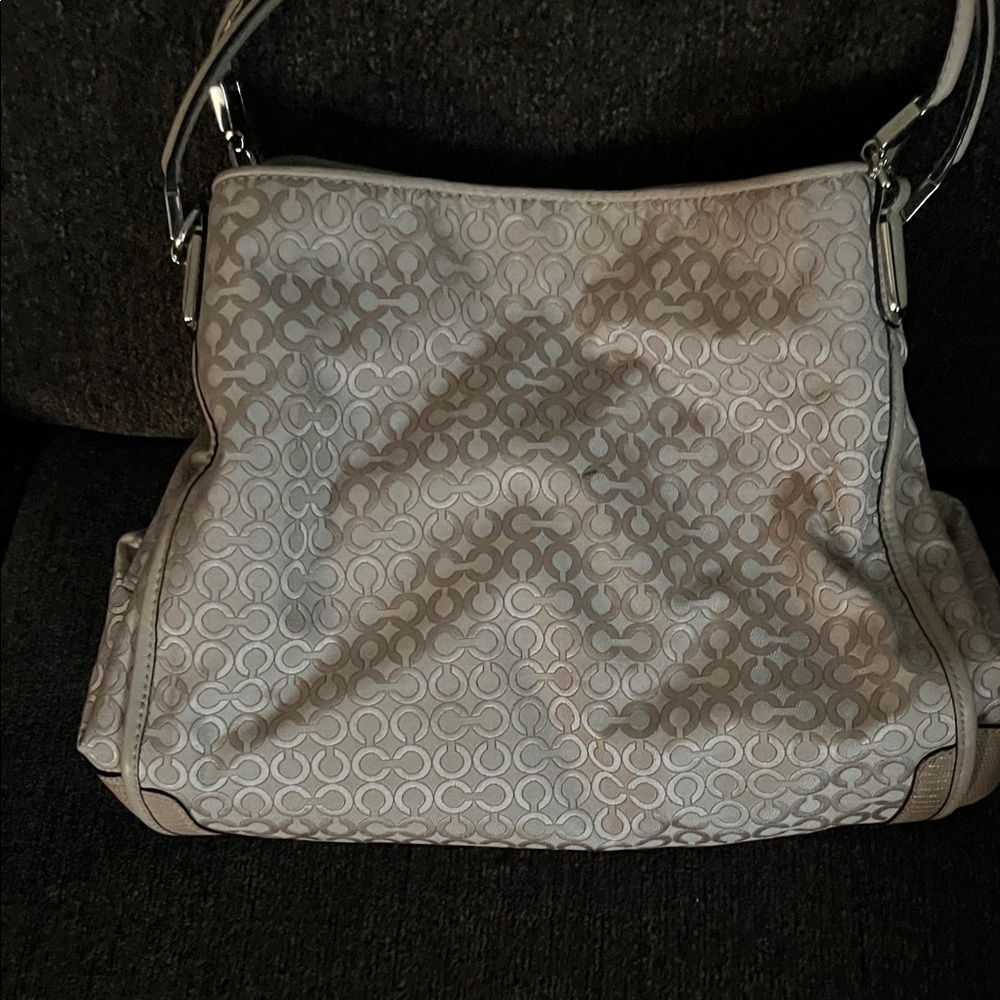 Coach Beige Patterned Shoulder Bag